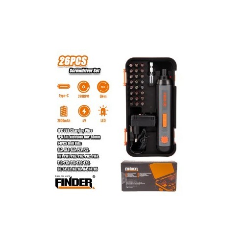 مفك شحن 26 قطعة FINDER 4V