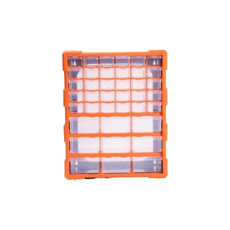 Storage Box 39 Drawers Plastic, Orange & Black