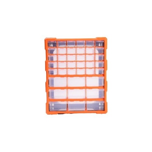 Storage Box 39 Drawers Plastic, Orange & Black