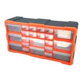 Storage Box 22 Drawers Plastic, Orange & Black