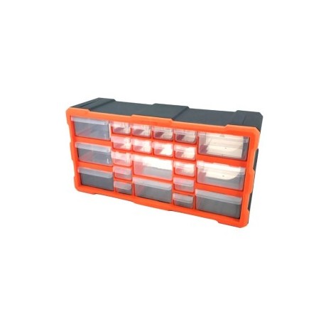 Storage Box 22 Drawers Plastic, Orange & Black