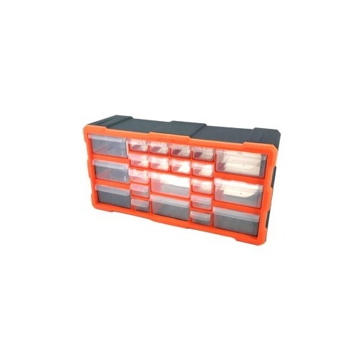 Storage Box 22 Drawers Plastic, Orange & Black