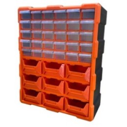 Storage Box 39 Drawers Plastic, Orange & Black