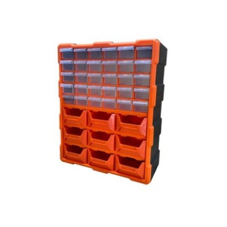 Storage Box 39 Drawers Plastic, Orange & Black