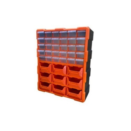 Storage Box 39 Drawers Plastic, Orange & Black