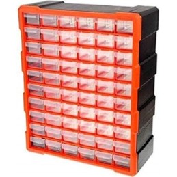 Storage Box 60 Drawers Plastic, Orange & Black