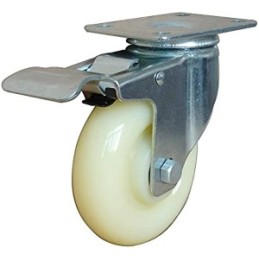 WHITE PP CASTER SWIVEL WITH BRAKE 2.5"