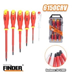 RED INSULATED HANDLE SCREWDRIVER SET 6 PCS FINDER