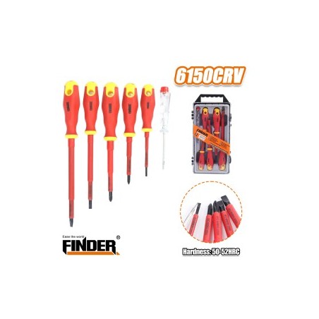 RED INSULATED HANDLE SCREWDRIVER SET 6 PCS FINDER