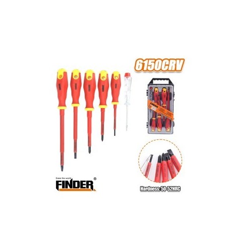 RED INSULATED HANDLE SCREWDRIVER SET 6 PCS FINDER