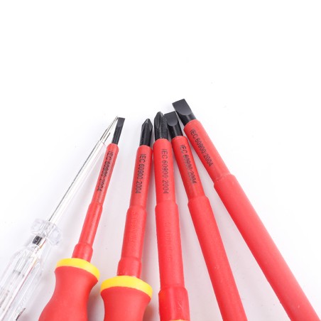 RED INSULATED HANDLE SCREWDRIVER SET 6 PCS FINDER