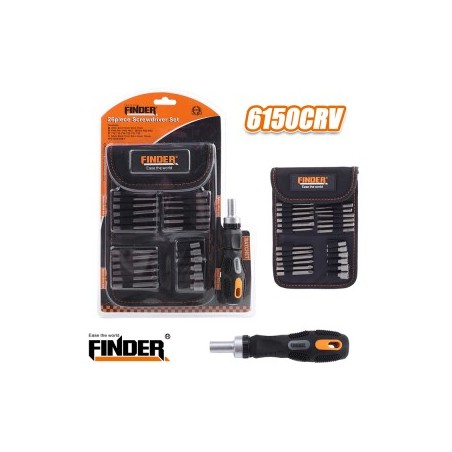 26PCS Ratchet Screwdriver And Bits Set FINDER