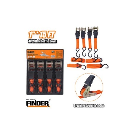 RATCHET TIE DOWN  1"  4 pcs  FINDER