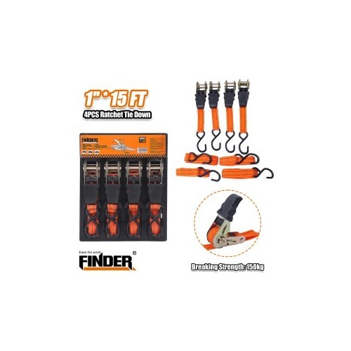 RATCHET TIE DOWN  1"  4 pcs  FINDER