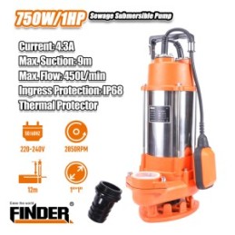 Sewage Submersible Pump 750W 1HP FINDER