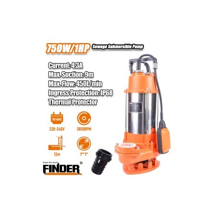 Sewage Submersible Pump 750W 1HP FINDER