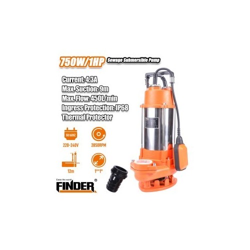 Sewage Submersible Pump 750W 1HP FINDER