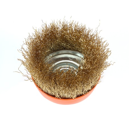 CIRMPED BRASS WIRE CUP BRUSH 3" FINDER