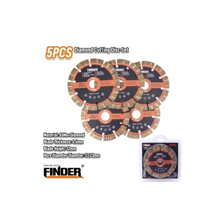 DIMOND CUTING DISC 4.5" 5PCS FINDER