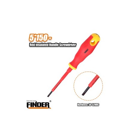 RED INSULATED HANDLE SCREWDRIVER 5*150 - FINDER