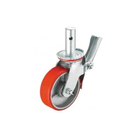 RED PU IRON SCANFFOLDING CASTER 6"