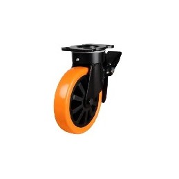 ORANGE PP CASTER SWIVEL WITH BRAKE 1 1/2"