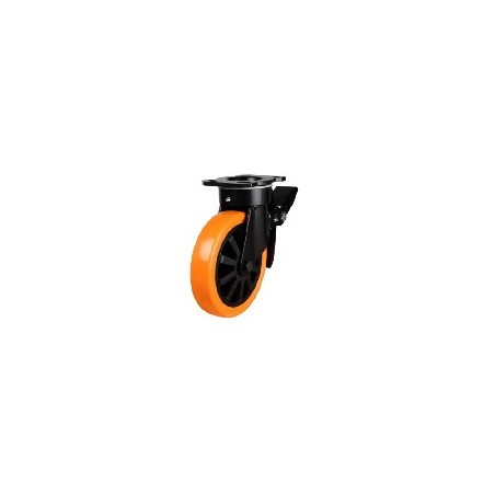 ORANGE PP CASTER SWIVEL WITH BRAKE 1 1/2"