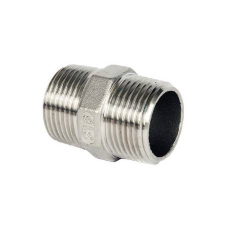 SS HEX NIPPLE 1/4"