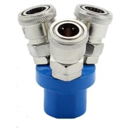 Pneumatic Fitting Coupler Connector Blue 3WAY