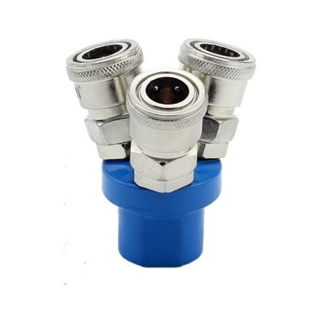 Pneumatic Fitting Coupler Connector Blue 3WAY