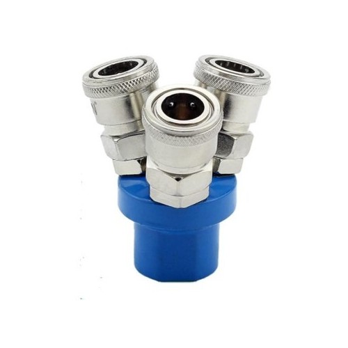 Pneumatic Fitting Coupler Connector Blue 3WAY