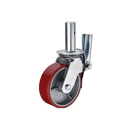 RED PU IRON SCANFFOLDING CASTER 8"