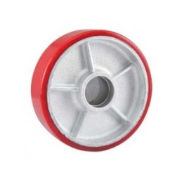 RED PU FORKLIFT SINGLE WHEEL WITHOUT BEARING 20CM