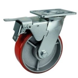 RED INDUSTRIAL CASTER SWIVEL WITH BRAKE  4"