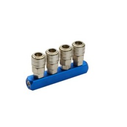 Pneumatic Fitting Coupler Connector Blue 4WAY