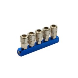 Pneumatic Fitting Coupler Connector Blue 5WAY