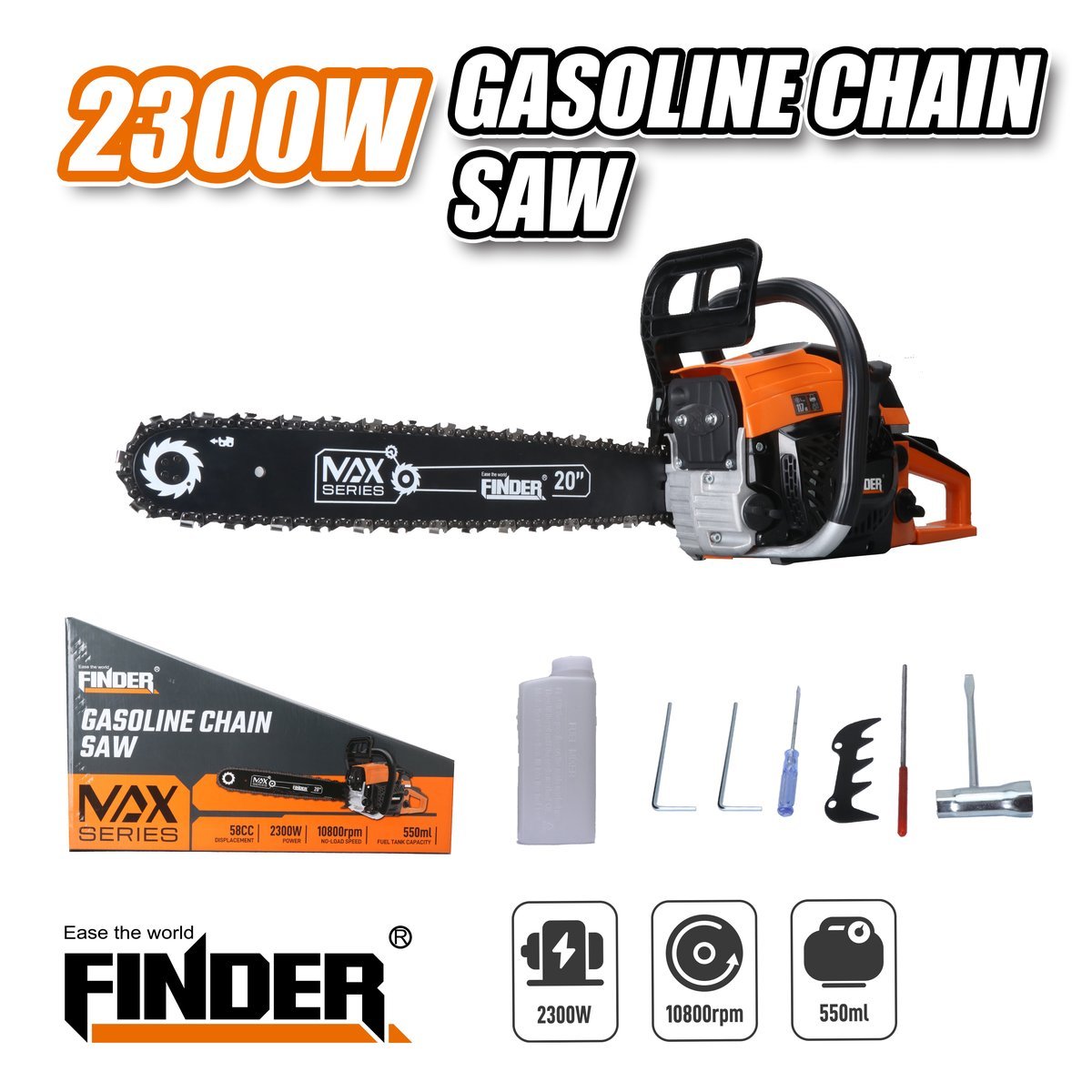 Gasoline Chain Saw 3.1 HP / 20"  FINDER - Image 2