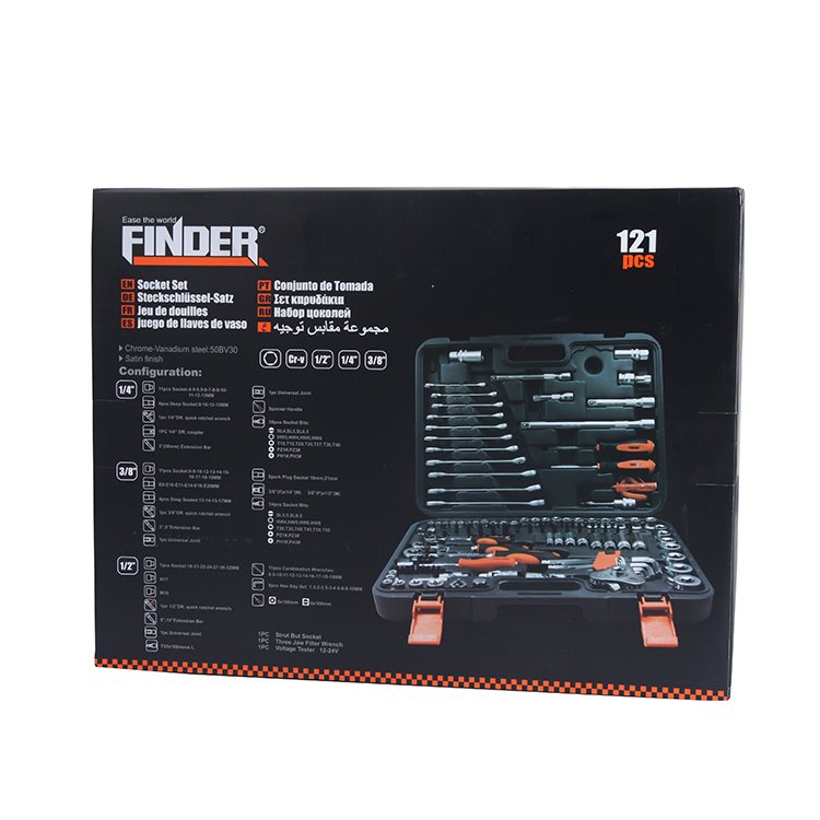 Finder Professional 121-Piece 1/4", 3/8" & 1/2" Triple-Drive Socket & Mechanics Master Set - Image 3