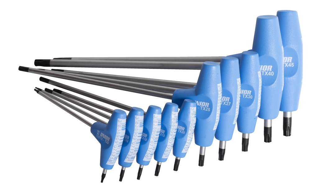 طقم مفتاح مشرنف يد تي (TX) TX 6 - TX 45 / 10 PCS 10* TX profile screwdriver with T-handle (article 193TX) dim. TX 6, TX 8, TX 10, TX 15, TX 20, TX 25,