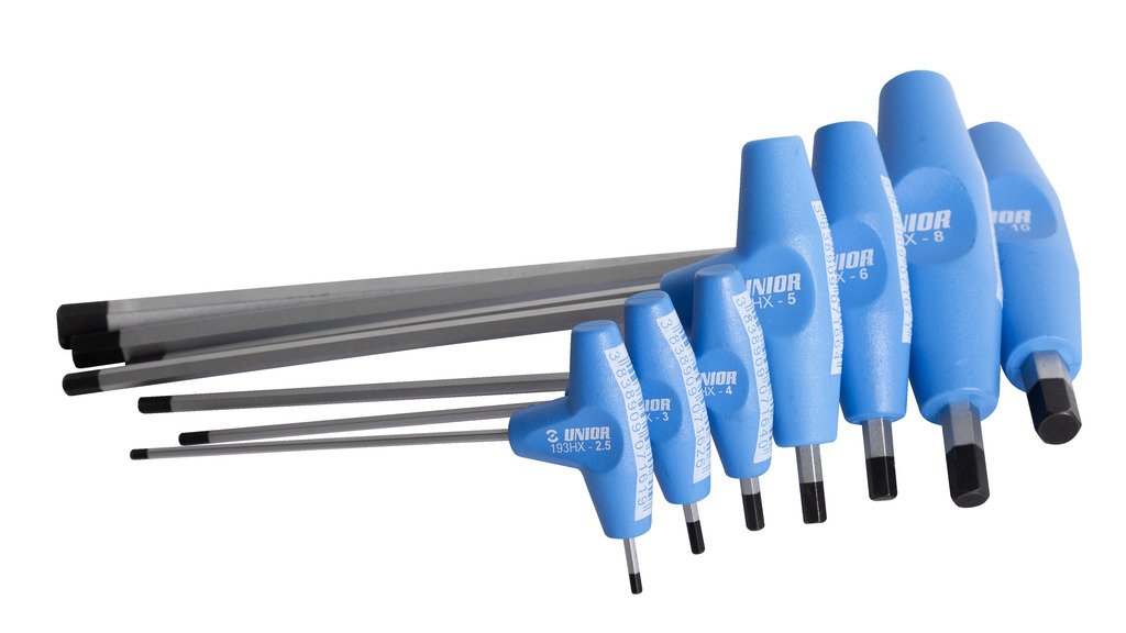 طقم مفتاح الن تي 2.5 - 10 / 7 PCS 7* T-handle hex wrench (article 193HX) dim. 2.5, 3, 4, 5, 6, 8, 10 193HXCS UNIOR