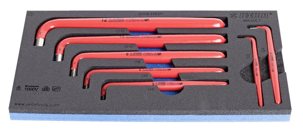 طقم مفتاح الن معزول اسفنجة * 3 - 12 / (7 PCS) 3, 4, 5, 6, 8, 10, 12 964VDE7 UNIOR