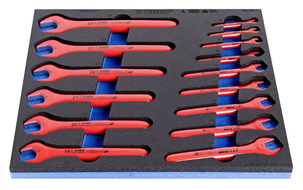 طقم مفتاح شق معزول اسفنجة * 6 - 24 / (15 PCS) 6, 7, 8, 10, 12, 13, 14, 15, 17, 19, 20, 21, 22, 23, 24 964VDE1 UNIOR