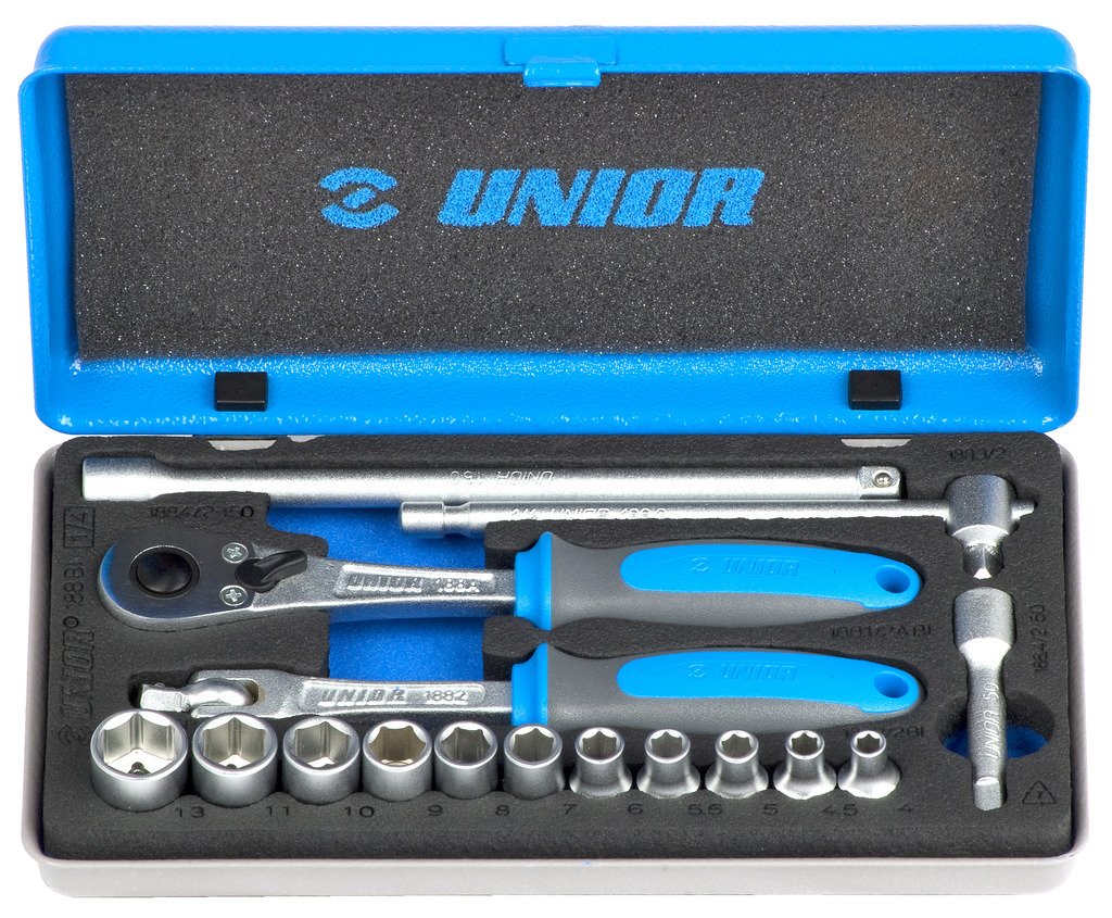 طقم بوكسات 1/4" مع ذراع * 16 PCS 188BI12P16INCH UNIOR