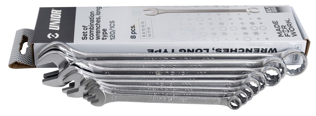 طقم مفتاح شق رنج طويل * 8 – 19 / 8 8, 9, 10, 12, 13, 14, 17, 19 120/1CS UNIOR