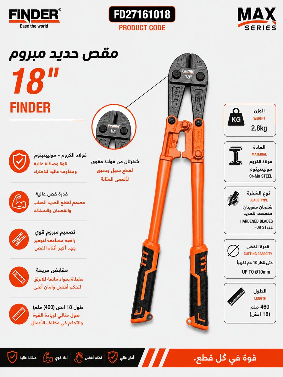 مقص حديد مبروم 18"  FINDER