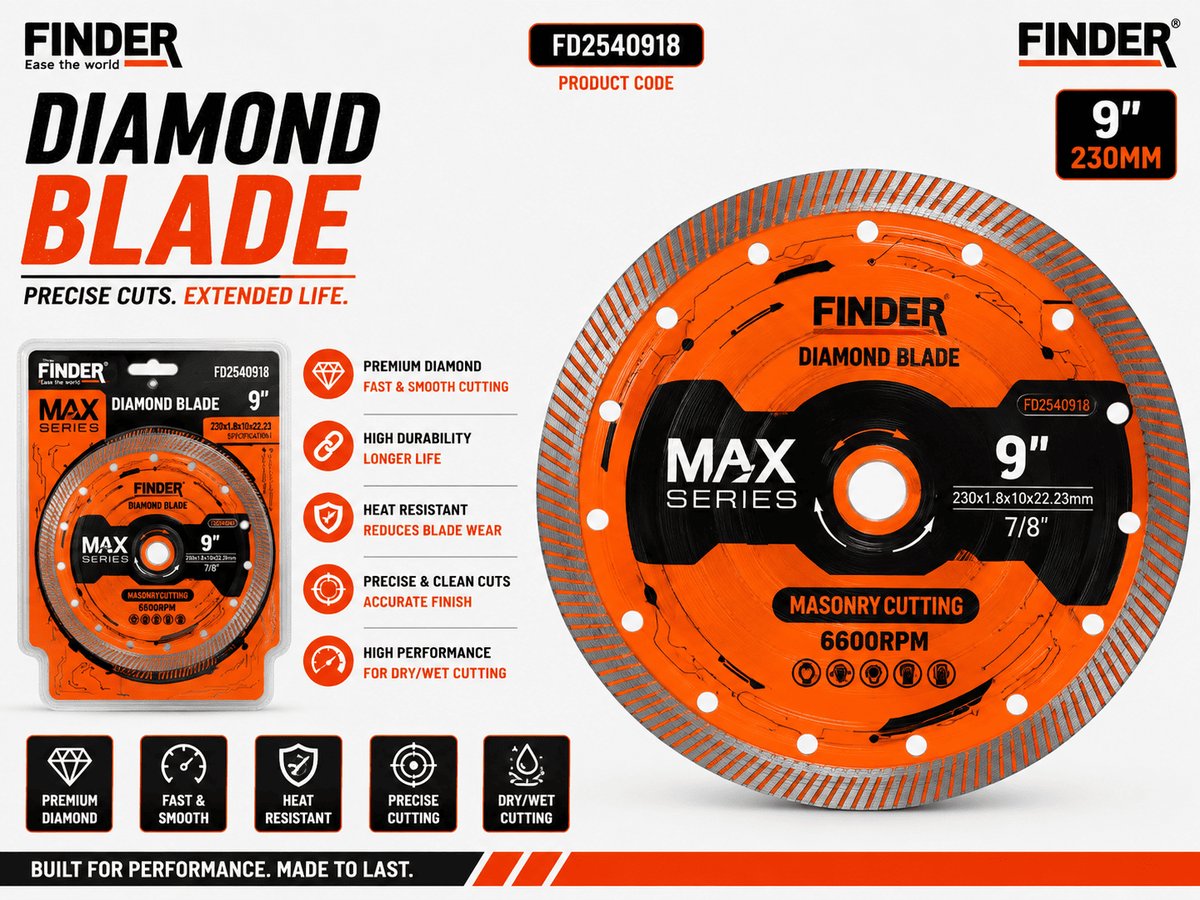 صينية قص جرانيت  رخام  حجر  9" FINDER MAX TURBO FD12540918
