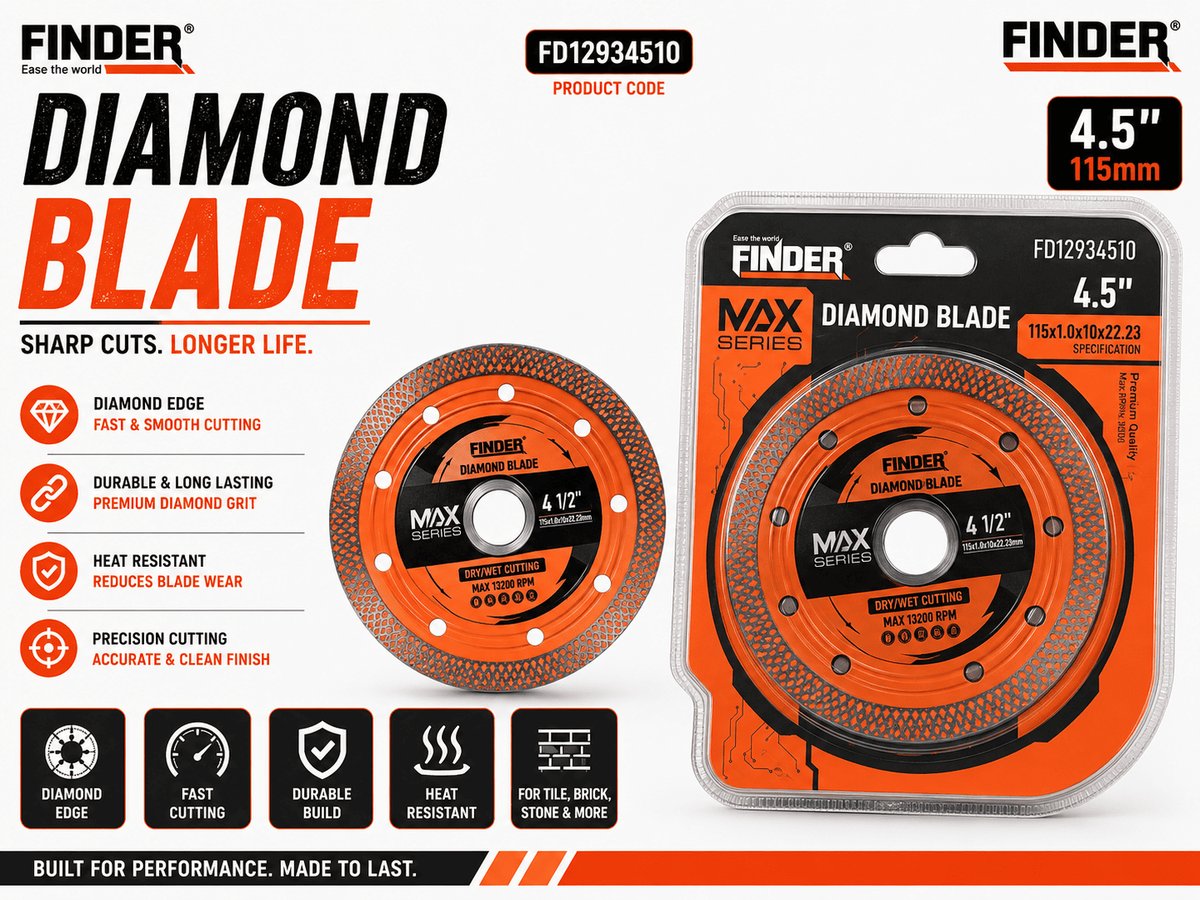 صينية قص جرانيت  رخام  حجر 4.5" FINDER MAX DIAMOND FD12934510