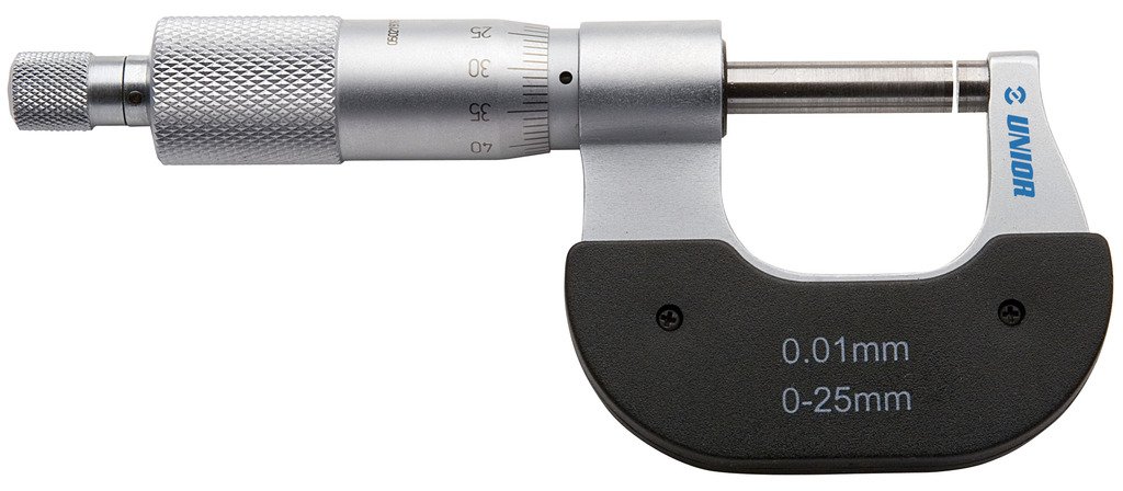 مايكروميتر * made of quality casting. Measuring surface made of hardened alloy spindle 6,5 ملم dia., with locking lever and ratchet according to DIN 8
