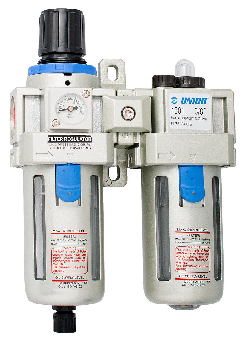 منظم هواء * air inlet 3/8" maximum air pressure: 9,5 Bar air consumption 1800 l/min working pressure 0,5 - 8,5 Bar working temperature 5 - 60 °C filte